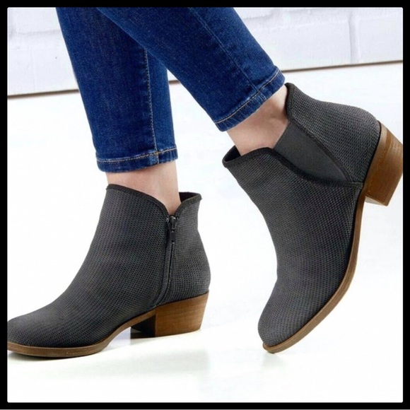 Kensie Shoes - Kensie Gerona Perforated Dark Grey Suede Bootie